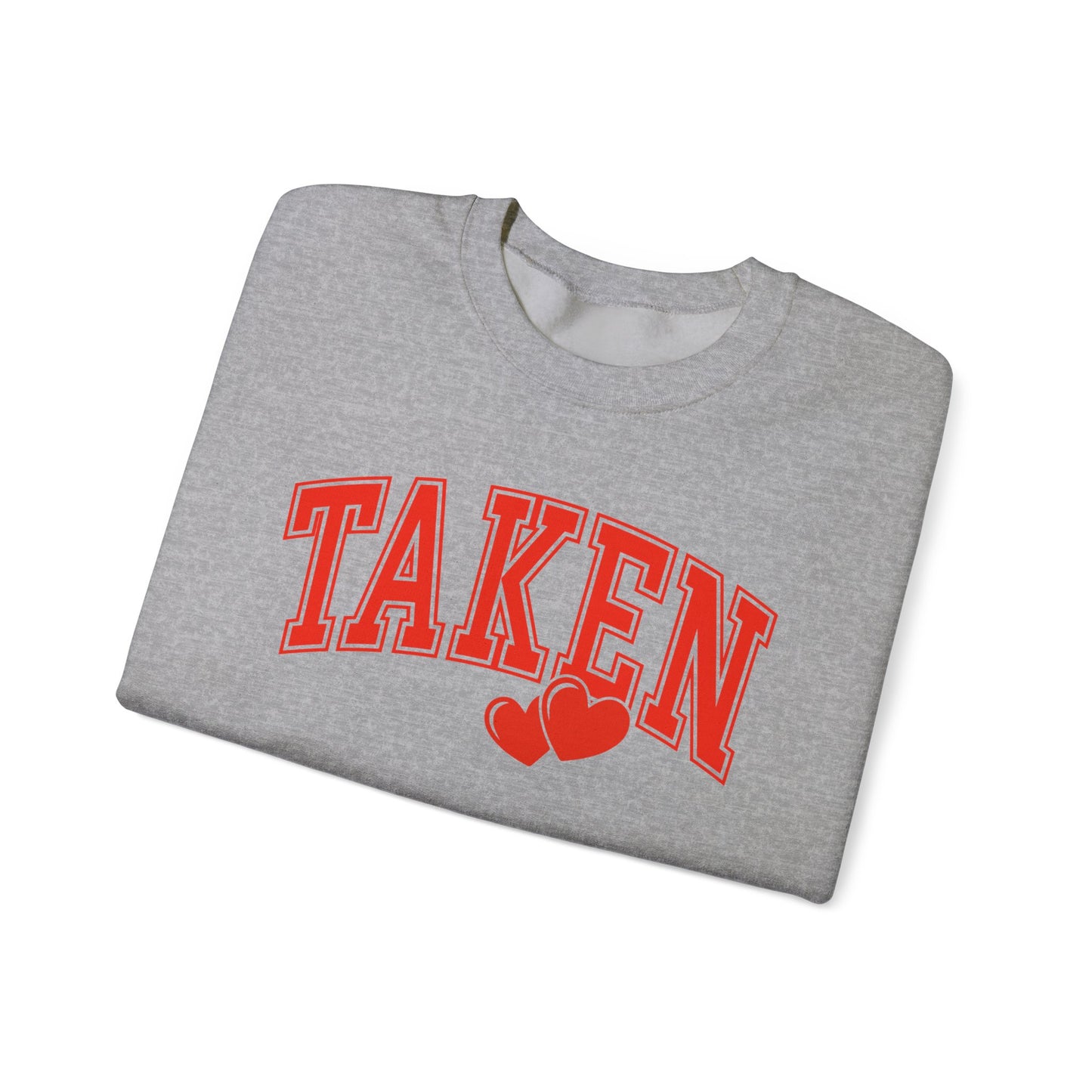 Taken Heart Graphic Sweatshirt, Red Collegiate Letters Crewneck, Cute Valentine Pullover, Cozy Gift for Her, Romantic Couple Sweater