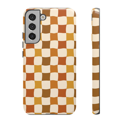 Boho Checked Phone Case, Checkerboard Design, Durable Protection, Phone Cover, Phone case For iPhone and Samsung, Trendy Phone Cover