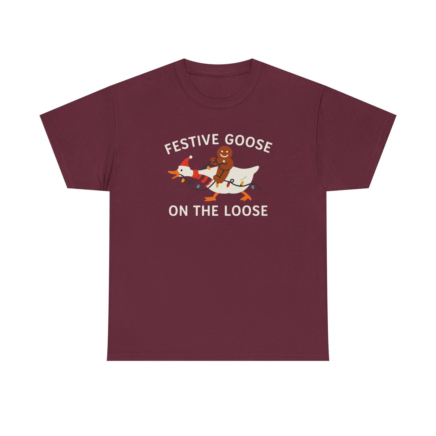 Festive Goose on the Loose Shirt, Funny Christmas Gingerbread Tee,  Holiday Comfort Colors T-Shirt, Cute Xmas Gift for Her and Him