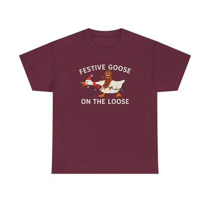 Festive Goose on the Loose Shirt, Funny Christmas Gingerbread Tee,  Holiday Comfort Colors T-Shirt, Cute Xmas Gift for Her and Him