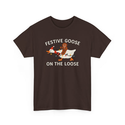Festive Goose on the Loose Shirt, Funny Christmas Gingerbread Tee,  Holiday Comfort Colors T-Shirt, Cute Xmas Gift for Her and Him