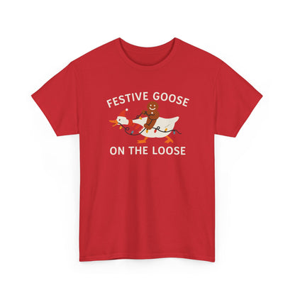 Festive Goose on the Loose Shirt, Funny Christmas Gingerbread Tee,  Holiday Comfort Colors T-Shirt, Cute Xmas Gift for Her and Him