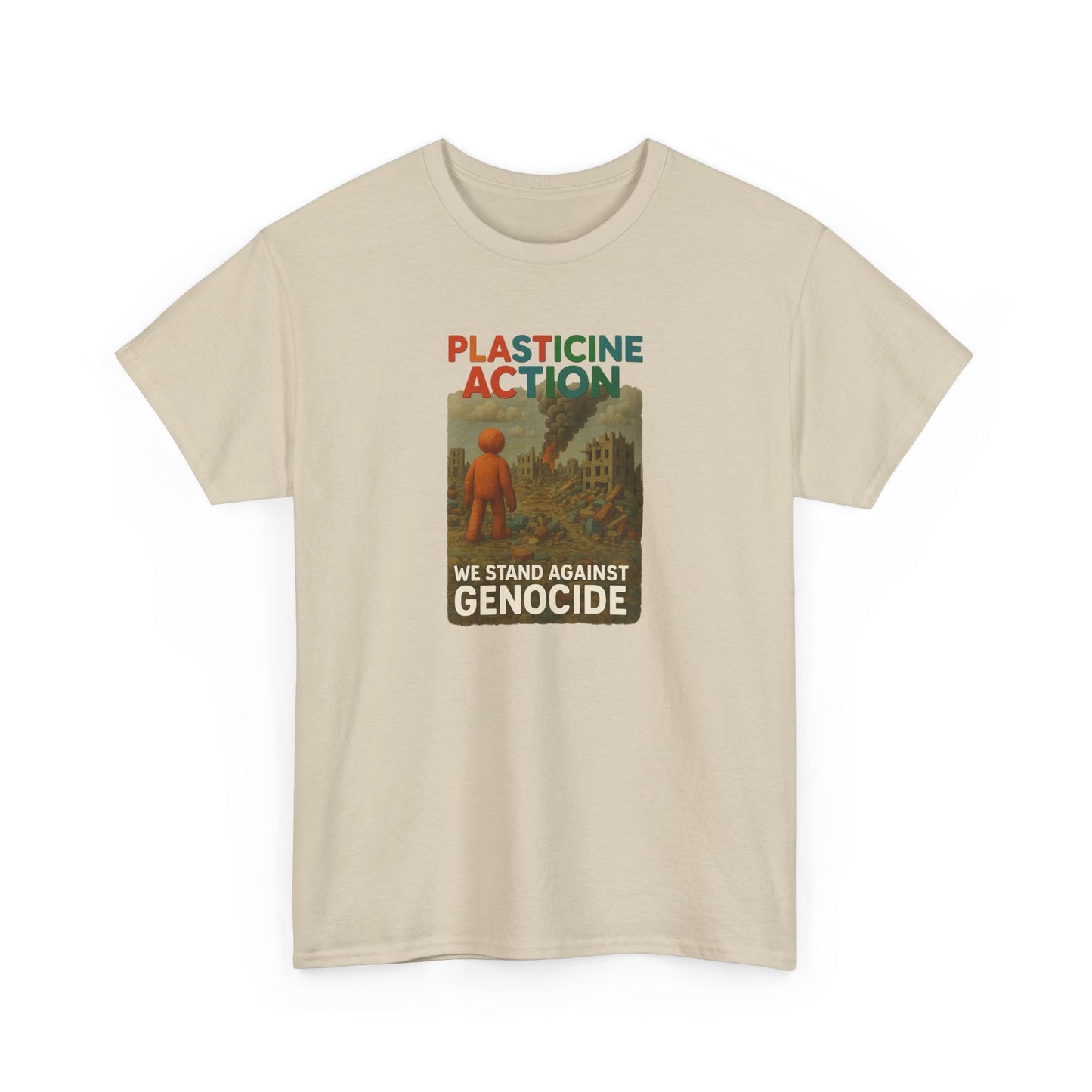 Plasticine Action Heavy Cotton Tee, Stand Against Genocide, Activist Wear, Social Justice Shirt, Awareness Tee, Thought Provoking Apparel
