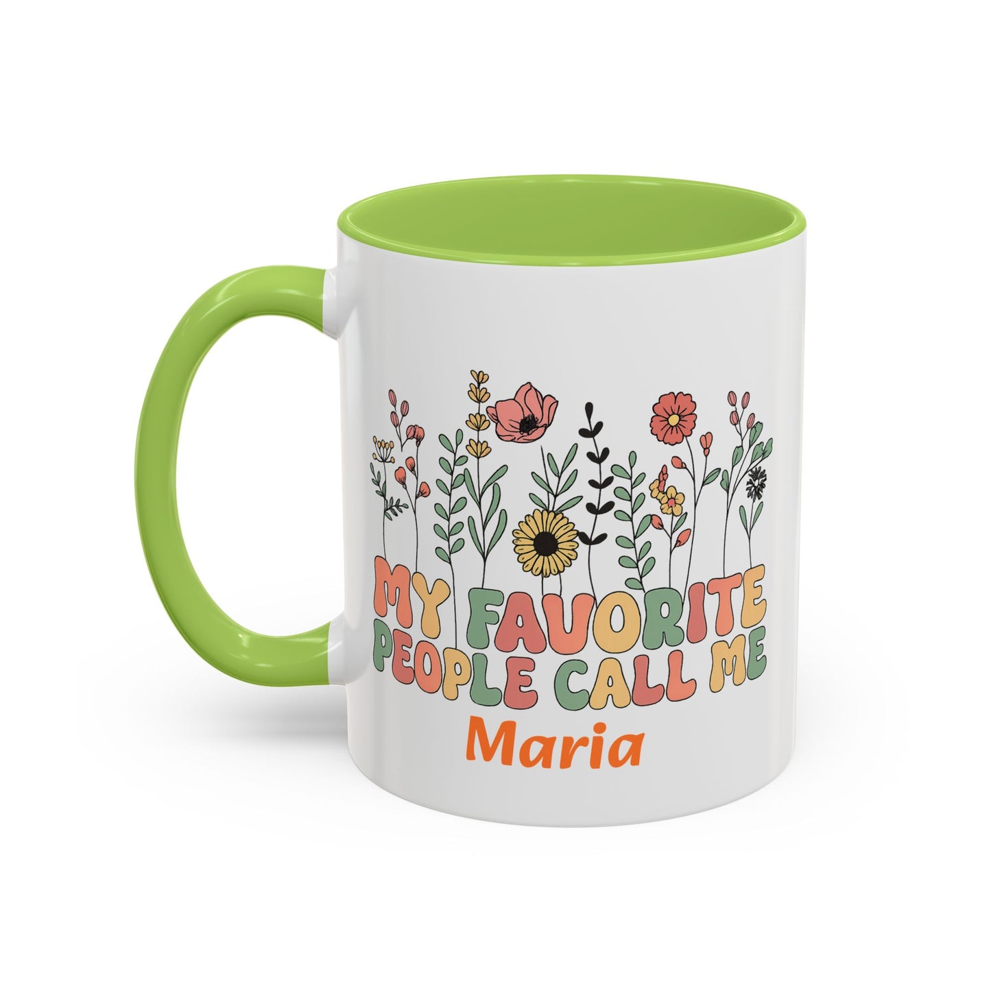 Personalized Floral Accent Mug, My Favorite People Call Me Coffee Cup, Perfect Gift for Friends, Family, Birthdays, Home Décor