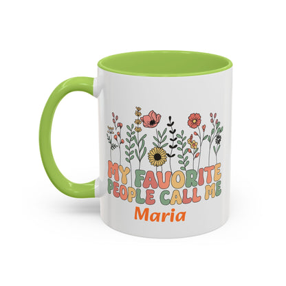 Personalized Floral Accent Mug, My Favorite People Call Me Coffee Cup, Perfect Gift for Friends, Family, Birthdays, Home Décor