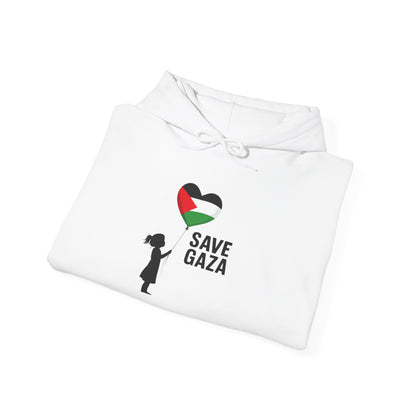 Unisex Heavy Blend Hooded Sweatshirt, Save Gaza, Statement Hoodie, Comfortable Casual Wear, Gift for Activists, Peace Supporters