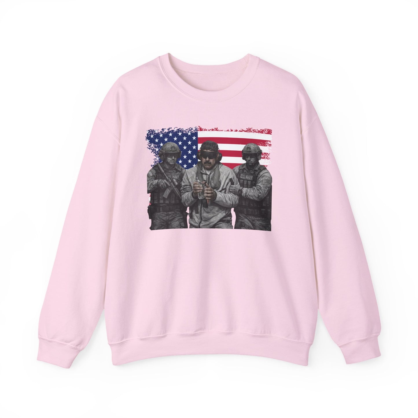 Maduro Captured 2026 Venezuela Libre Sweatshirt, Patriotic Military Graphic Crewneck, American Flag Soldier Tribute, Support Pullover
