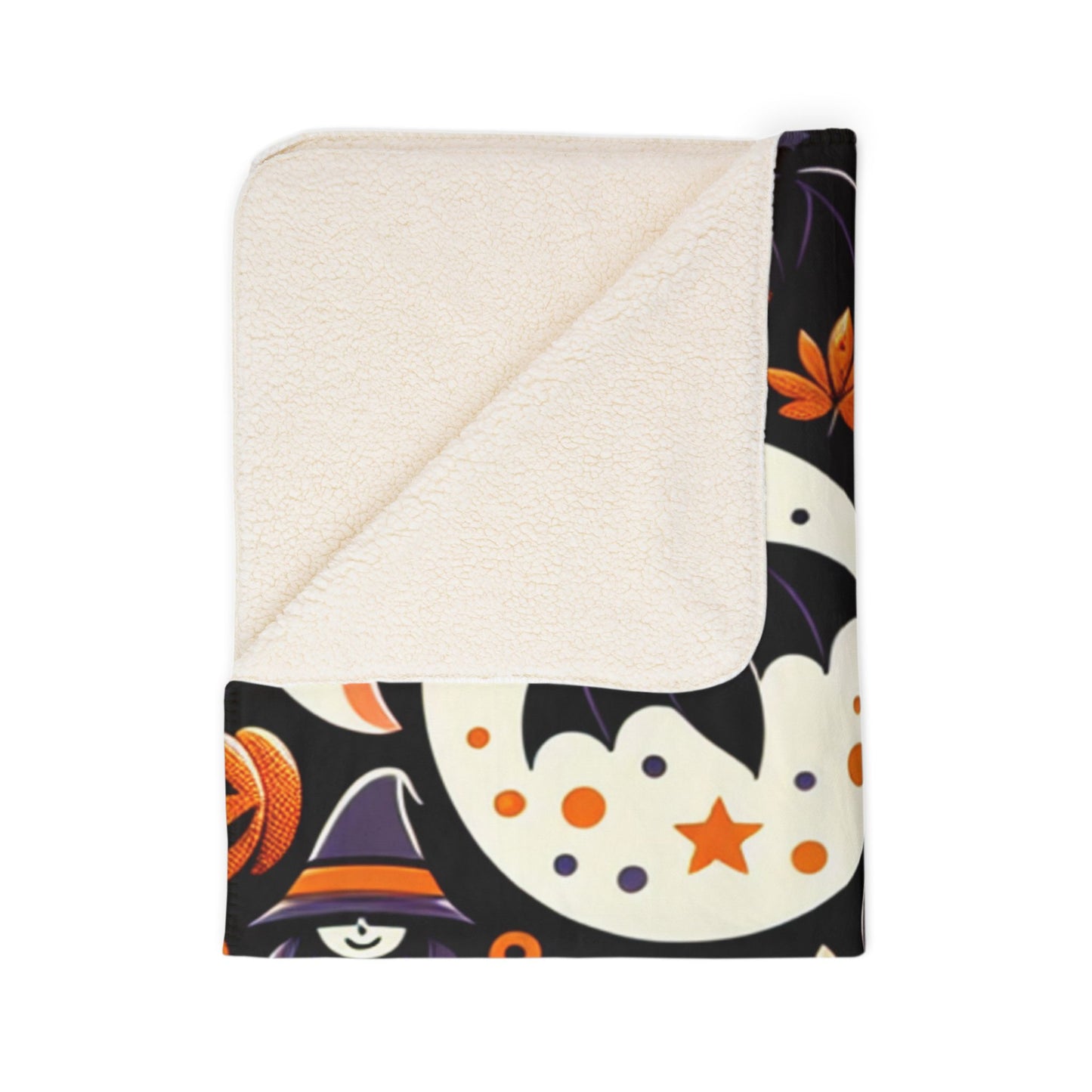 Halloween Fleece Sherpa Blanket, Cozy Fall Decor, Spooky Season Gift, Witchy Throw, Pumpkin Blanket, Ghostly Home Accessory