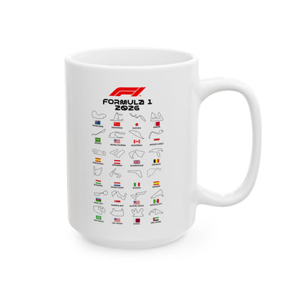 Formula One 2026 Mug, F1 Race Track Coffee Cup, Grand Prix Fan Gift, Motorsport Mug, Racing Dad Gift, Auto Lover Cup