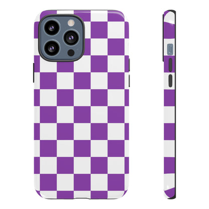 Purple Checkered Phone Case,  iPhone 17 Pro, 17, 16, 15, 14, 13, 12, 11, X, XR, XS MAX, Trendy Gift for Friends, Accessory for Occasions
