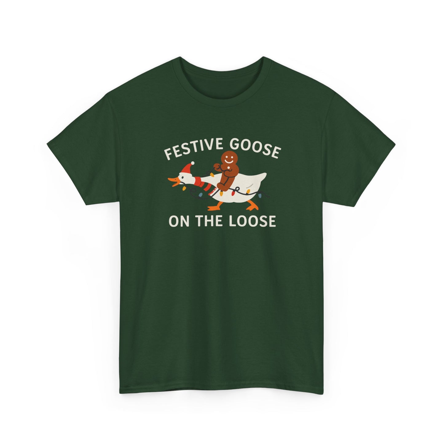 Festive Goose on the Loose Shirt, Funny Christmas Gingerbread Tee,  Holiday Comfort Colors T-Shirt, Cute Xmas Gift for Her and Him