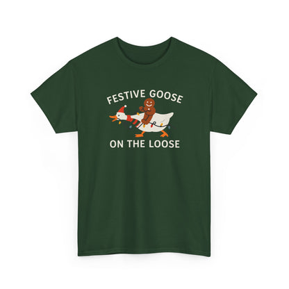 Festive Goose on the Loose Shirt, Funny Christmas Gingerbread Tee,  Holiday Comfort Colors T-Shirt, Cute Xmas Gift for Her and Him