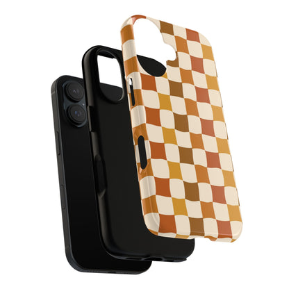Boho Checked Phone Case, Checkerboard Design, Durable Protection, Phone Cover, Phone case For iPhone and Samsung, Trendy Phone Cover