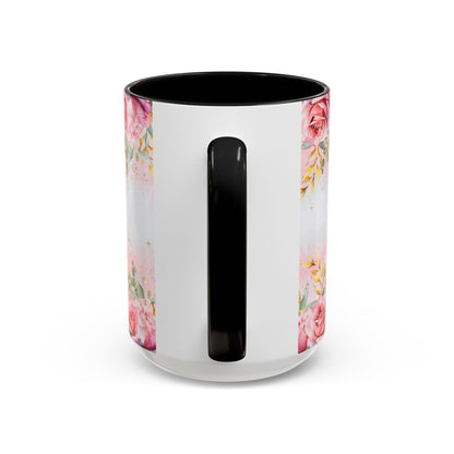 Personalized Floral Accent Coffee Mug, Custom Gift for Her, Birthday Mug, Floral Drinkware, Mother's Day Gift