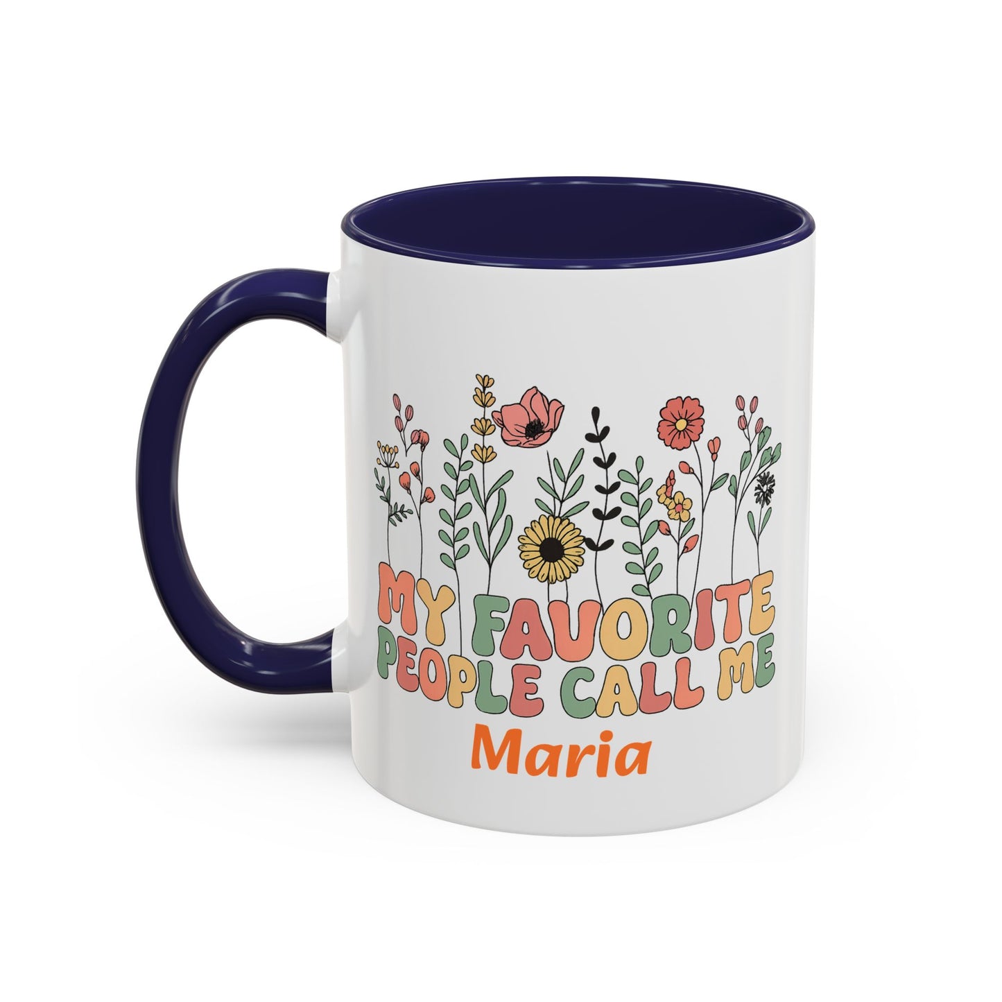 Personalized Floral Accent Mug, My Favorite People Call Me Coffee Cup, Perfect Gift for Friends, Family, Birthdays, Home Décor
