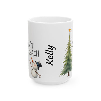 Personalized Holiday Ceramic Mug, Cute Snowman and Christmas Tree Coffee Cup, Custom Gift for Christmas, Winter, Friends, Family