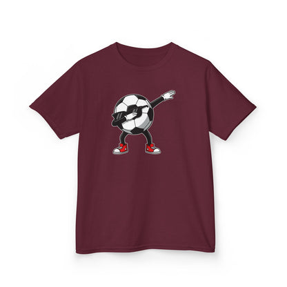 Dabbing Soccer Ball Kids T-Shirt, Cartoon Football Tee for Boys Girls, Sporty Youth Soccer Graphic Shirt, Football Fan shirt