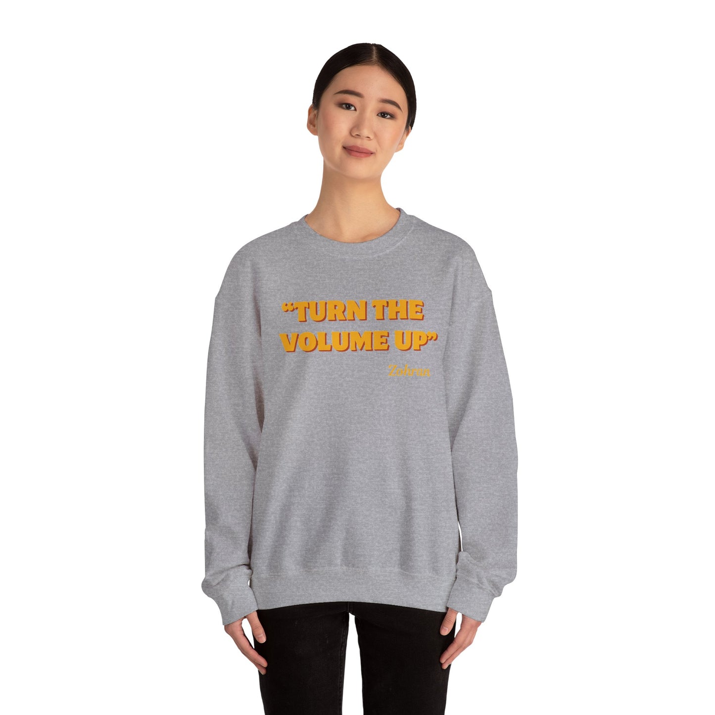 Turn the Volume Up Sweatshirt, Retro Music Quote Crewneck, Minimal Yellow Text Pullover, Cozy Gift for Musicians & Creatives