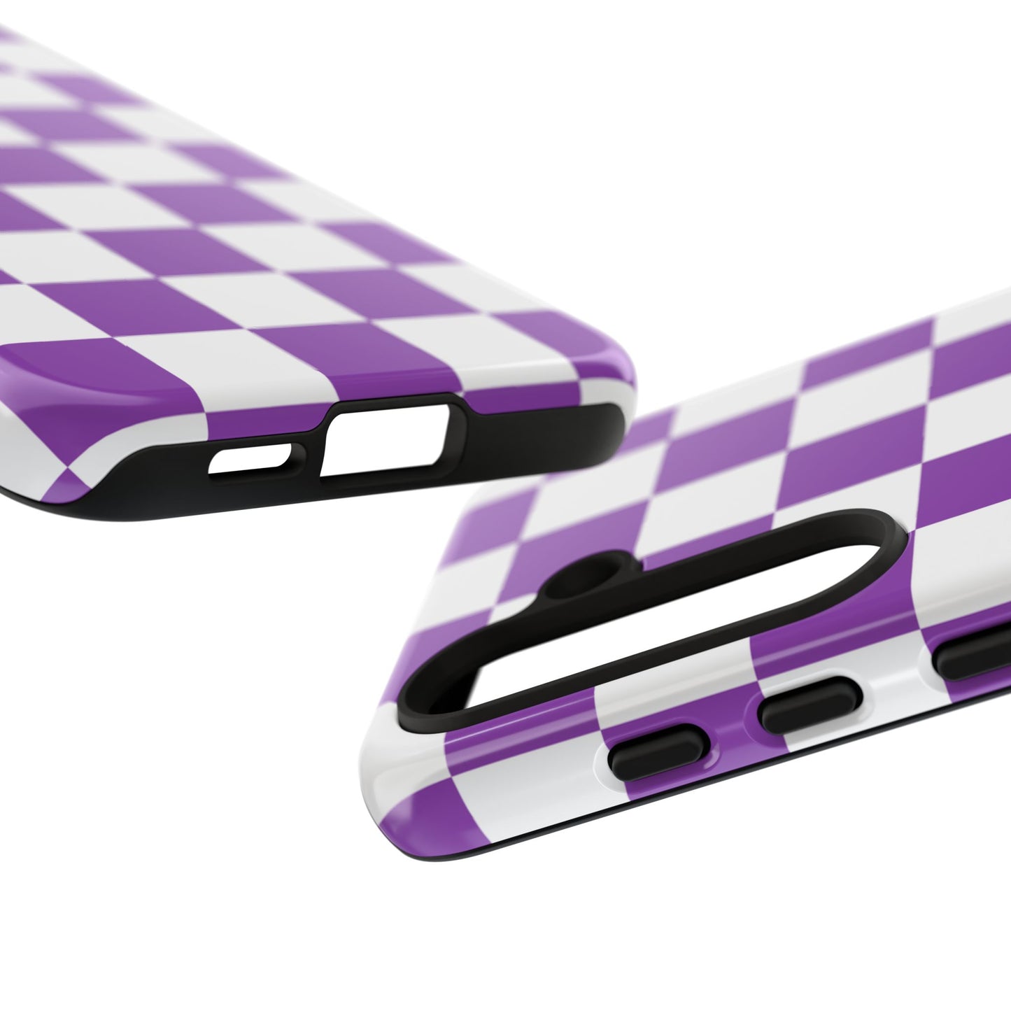 Purple Checkered Phone Case, Samsung Galaxy S25, S25 Plus, S24, S24 Plus, S24 Ultra, S23, S22, S22 Plus, S21 Ultra, S21 FE, S20+