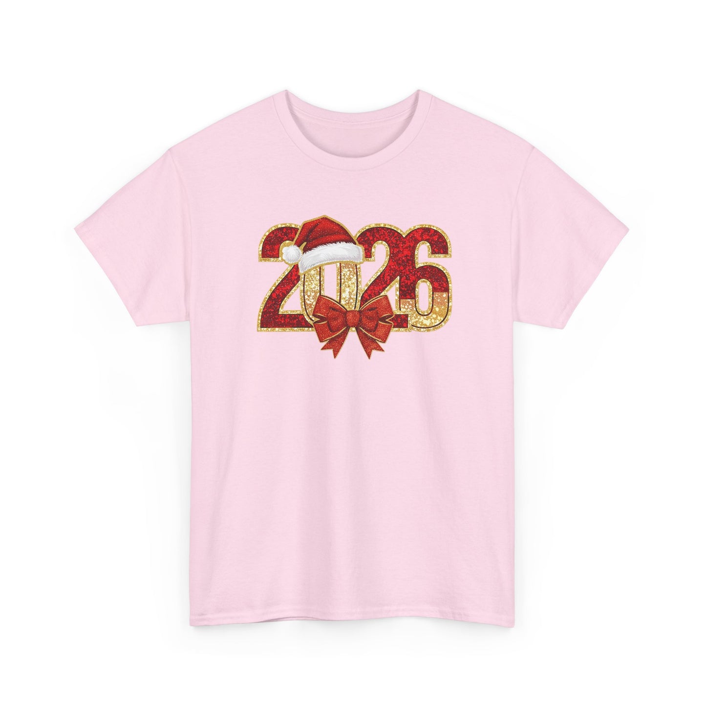 2026 New Year Shirt | Festive Christmas Tee with Santa Hat & Bow | Happy New Year T-Shirt | Holiday Party Outfit Gift