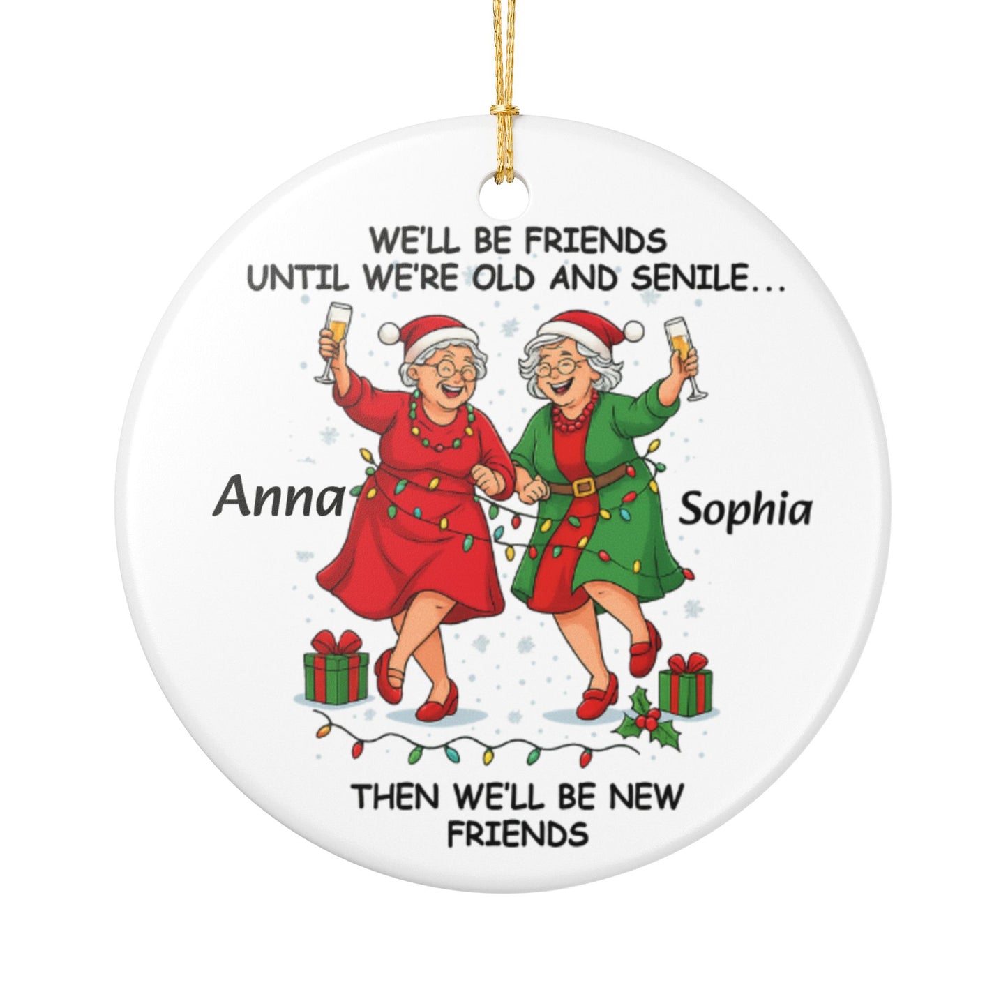 Personalized Best Friends Christmas Ornament 2025 Funny Old Lady Friends Gift, Bestie Holiday Keepsake, Senior Friends Decoration