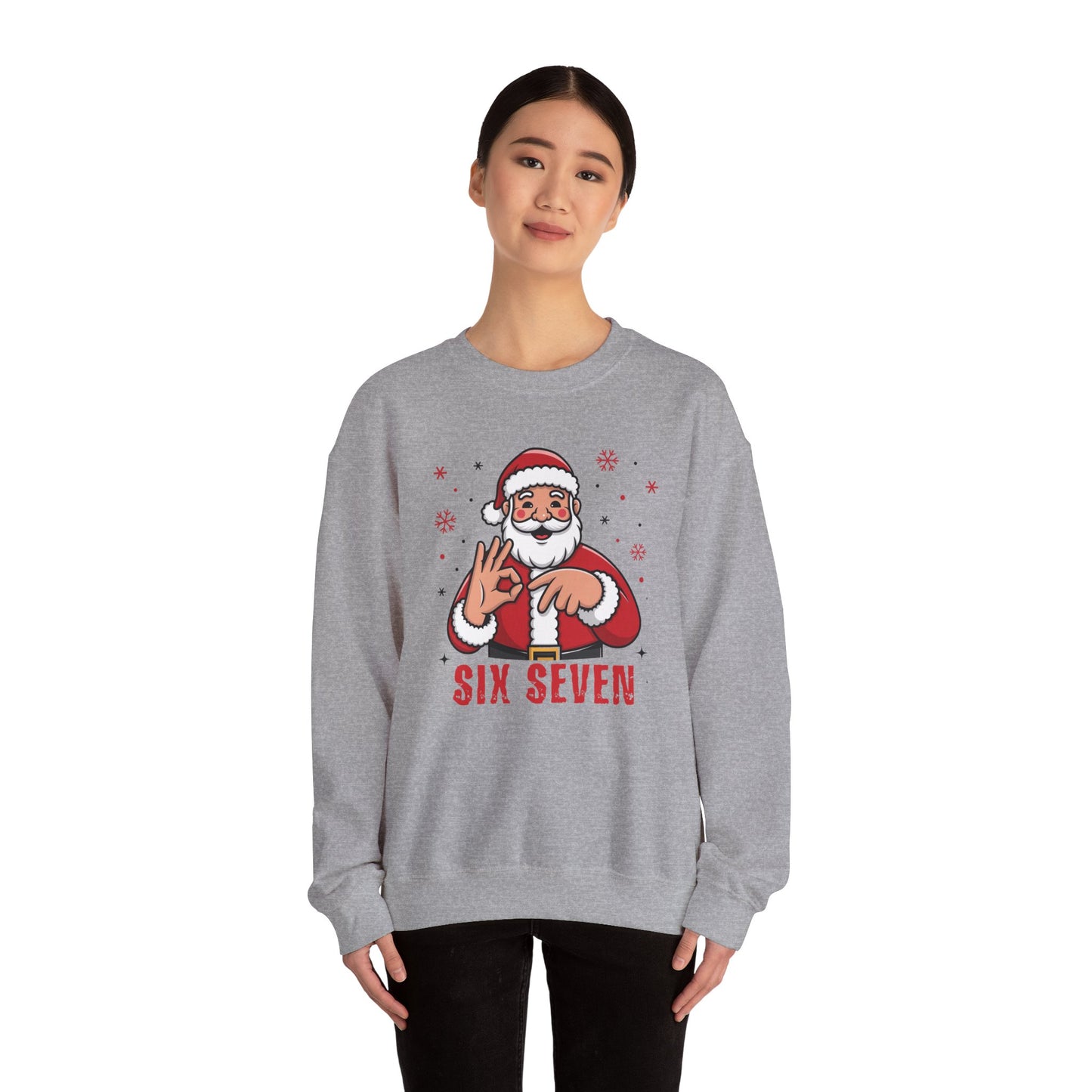 Six Seven Santa Funny Christmas Sweatshirt Cozy Holiday Crewneck for Men & Women | Santa Graphic Pullover | Warm Festive Gift for Friends