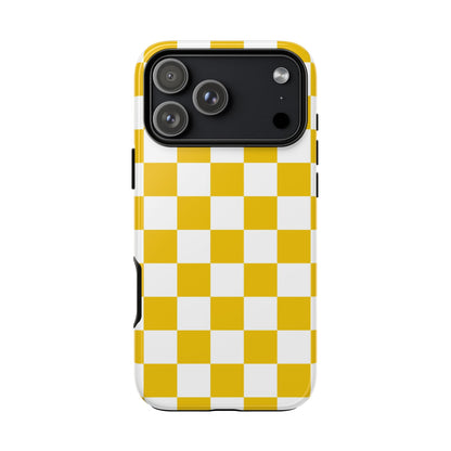 Yellow Checkered Phone Case - iPhone 17 Pro, 17, 16, 15, 14, 13, 12, 11, X, XR, XS MAX, Gift for Friends