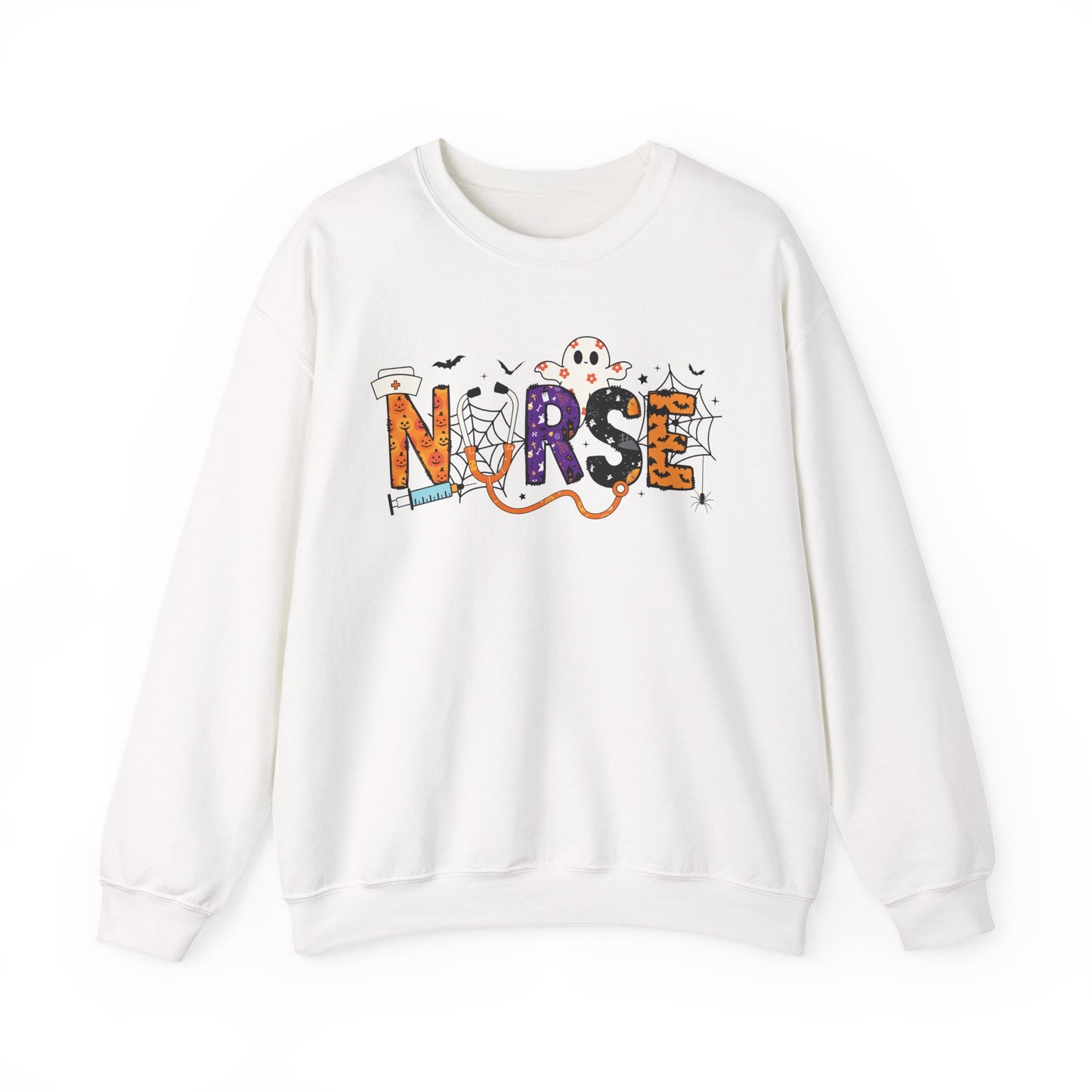 Nurse Themed Crewneck Sweatshirt - Cozy Nursing Apparel, Perfect Gift for Healthcare Workers, Halloween Style, Comfortable Unisex