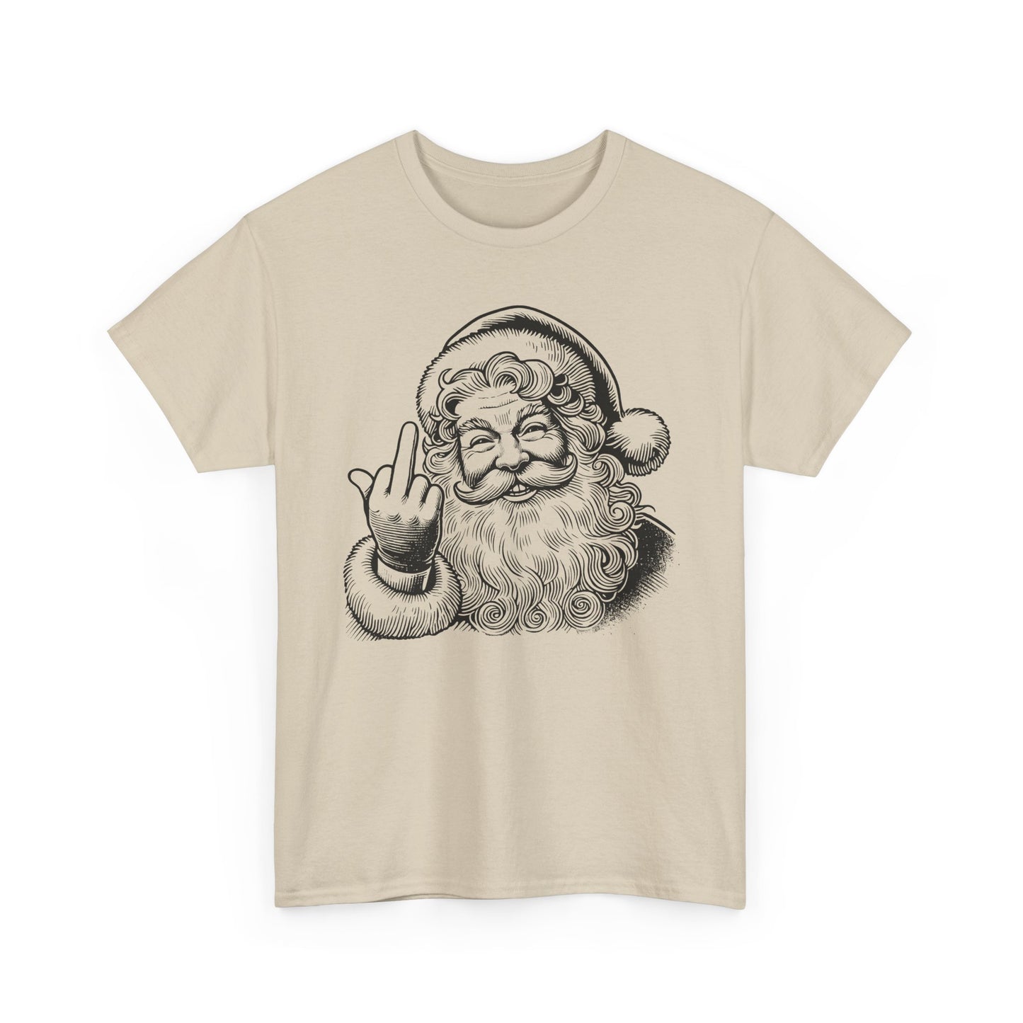 Funny Santa Heavy Cotton Tee, Christmas T-Shirt, Holiday Humor Top, Grumpy Santa Gift, Unisex Graphic Tee - Festive Santa Shirt, Christmas