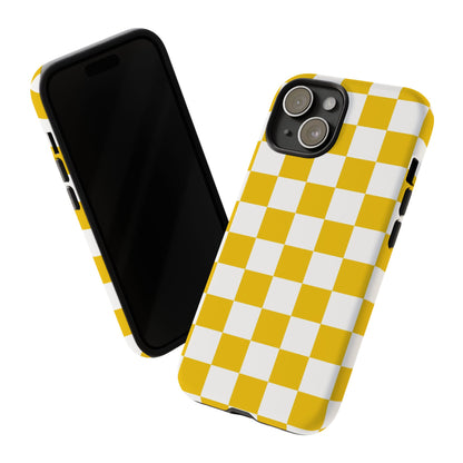 Yellow Checkered Phone Case - iPhone 17 Pro, 17, 16, 15, 14, 13, 12, 11, X, XR, XS MAX, Gift for Friends