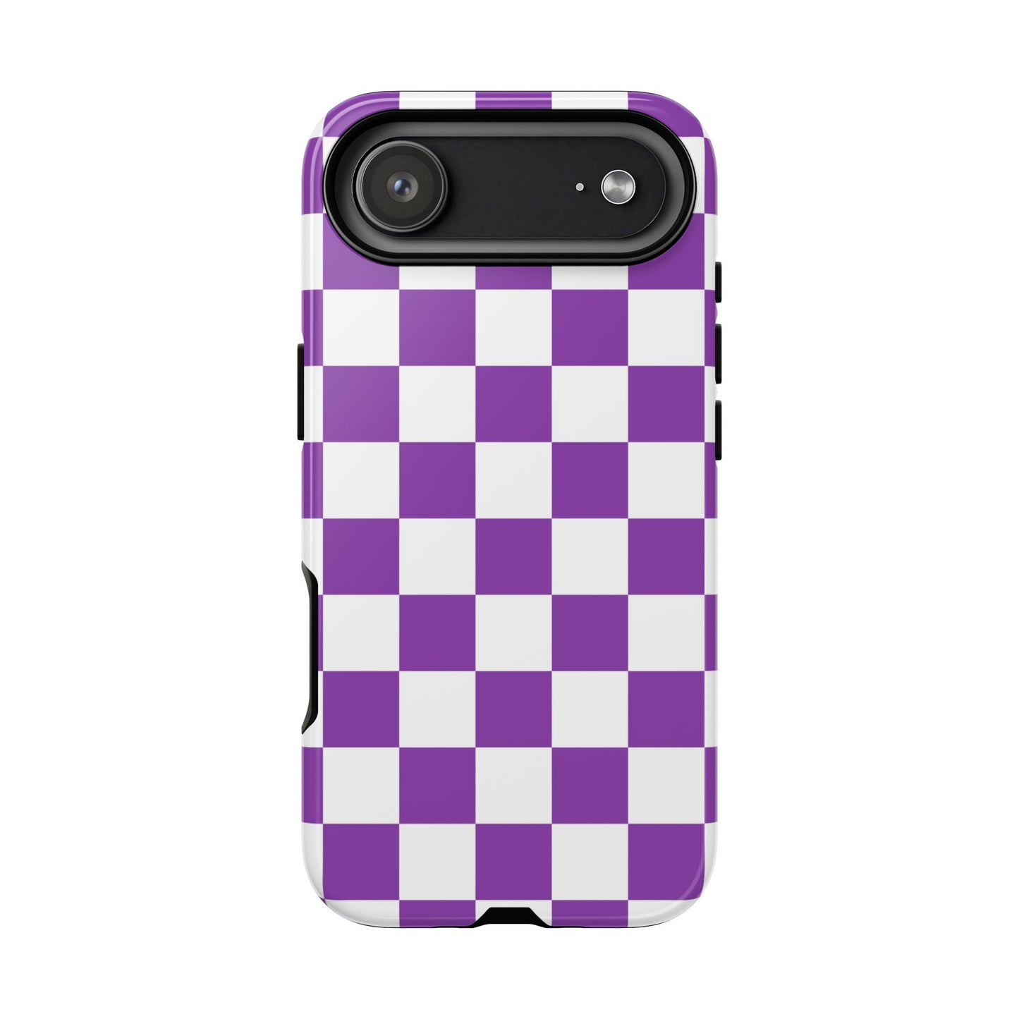 Purple Checkered Phone Case,  iPhone 17 Pro, 17, 16, 15, 14, 13, 12, 11, X, XR, XS MAX, Trendy Gift for Friends, Accessory for Occasions
