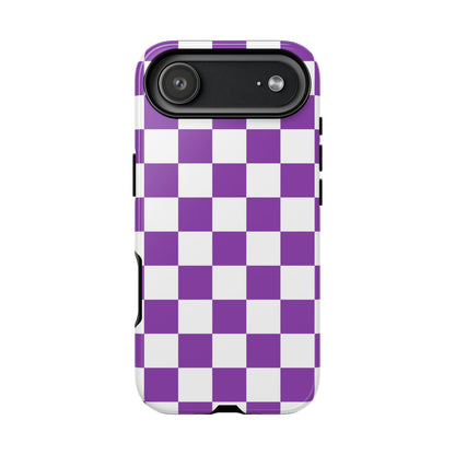 Purple Checkered Phone Case,  iPhone 17 Pro, 17, 16, 15, 14, 13, 12, 11, X, XR, XS MAX, Trendy Gift for Friends, Accessory for Occasions