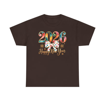2026 Happy New Year Shirt, Colorful Bow New Year Tee, New Year Outfit, Cute NYE Party T-Shirt, 2026 Celebration Graphic Tee, New Year Gift