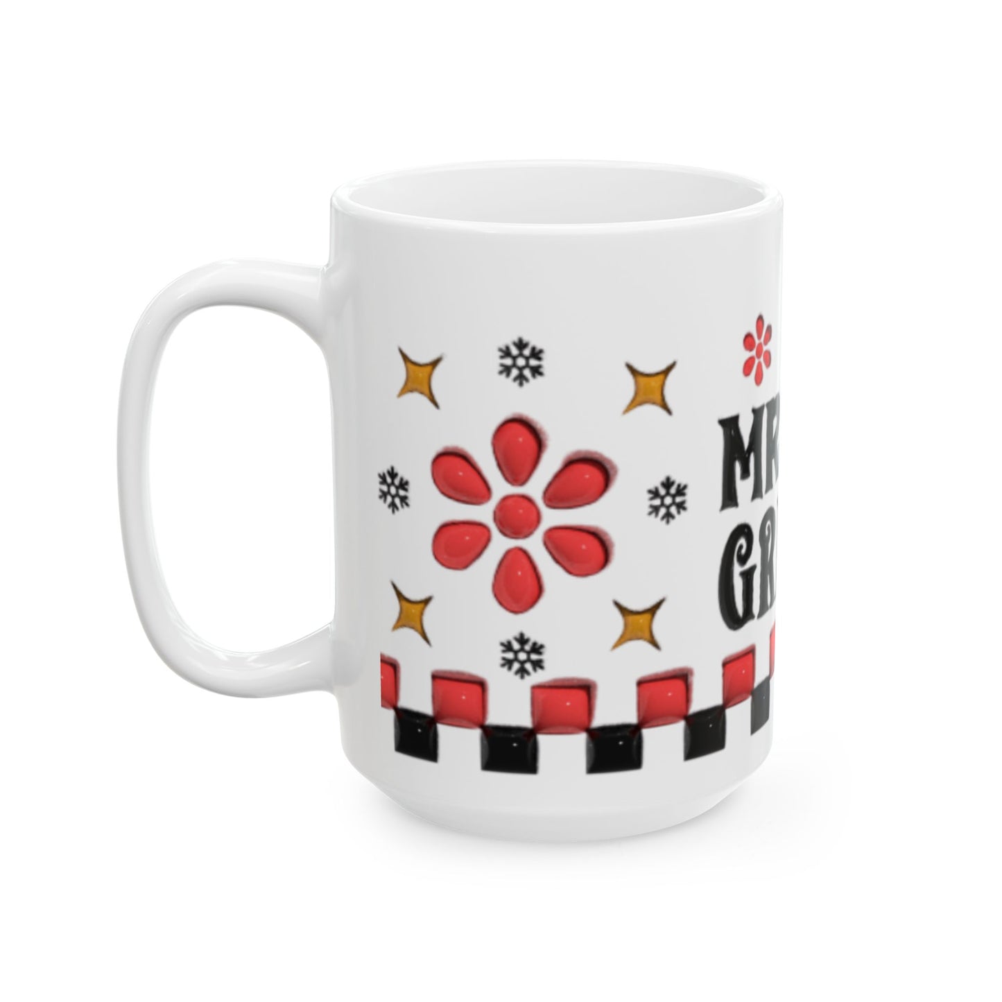 Mrs. Grinch Mug, Funny Christmas Coffee Cup, Santa Hat Grinch Mug for Her, Red Checker Holiday Mug, Christmas Gift for Wife Mom