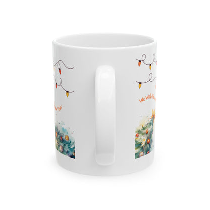 Personalized Christmas Cat Ceramic Mug, Custom Pet Lover Gift, Holiday Coffee Cup, Cute Feline Decor, Family Gift, Winter Celebration