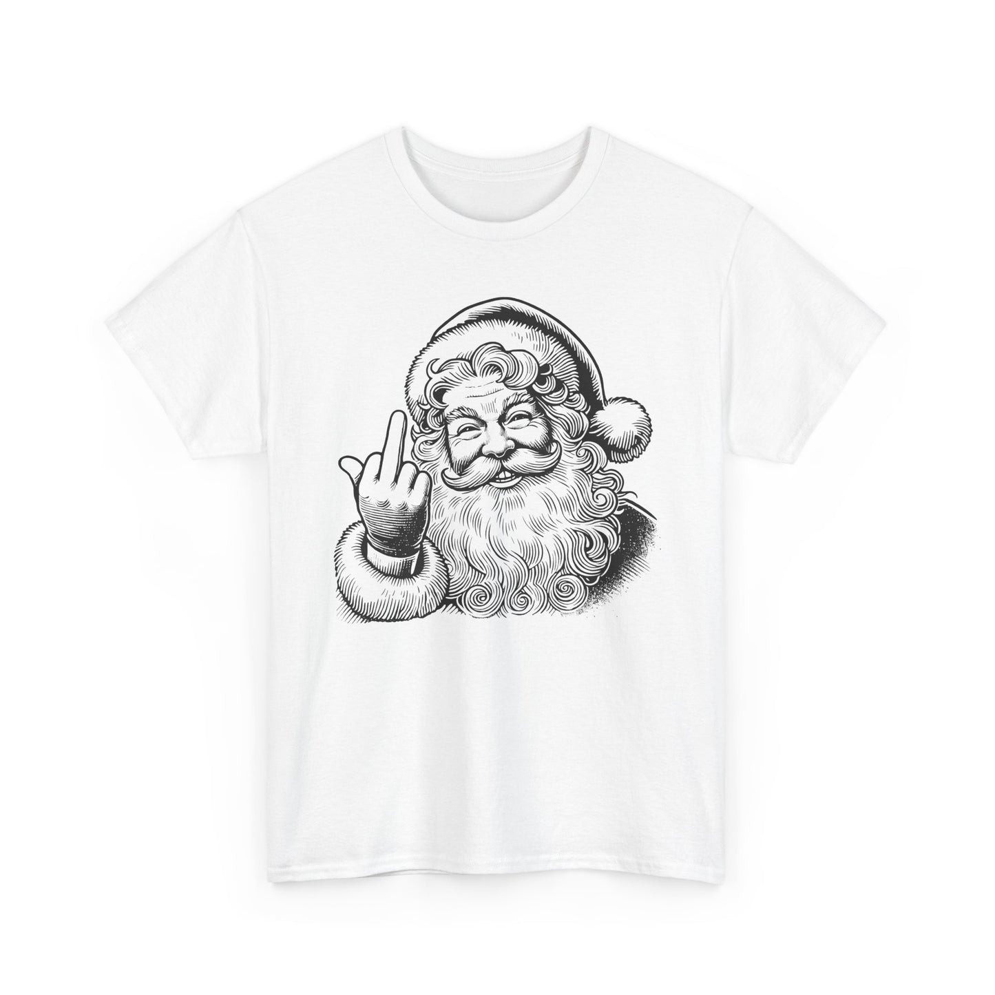 Funny Santa Heavy Cotton Tee, Christmas T-Shirt, Holiday Humor Top, Grumpy Santa Gift, Unisex Graphic Tee - Festive Santa Shirt, Christmas