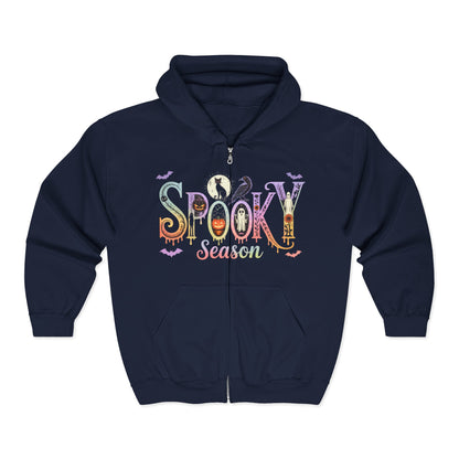Spooky Season Full Zip Hoodie - Perfect for Halloween, Cozy Wear, Fall Fashion, Unisex Comfort, Gifting Idea