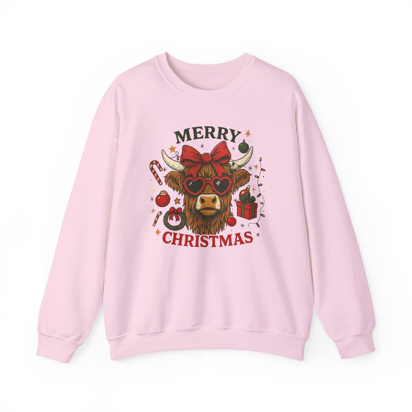 Merry Christmas Highland Cow Sweatshirt, Cow Christmas Crewneck, Funny Holiday Farm Shirt, Western Christmas Sweater, Cozy Xmas Gift for Her