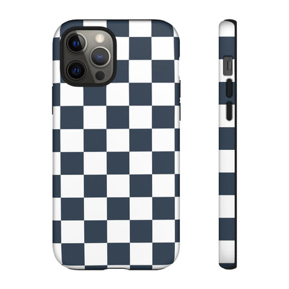 Navy Checkerboard Phone Case, iPhone 17 Pro, 17, 16, 15, 14, 13, 12, 11, X, XR, XS MAX, Tough Case for iPhone