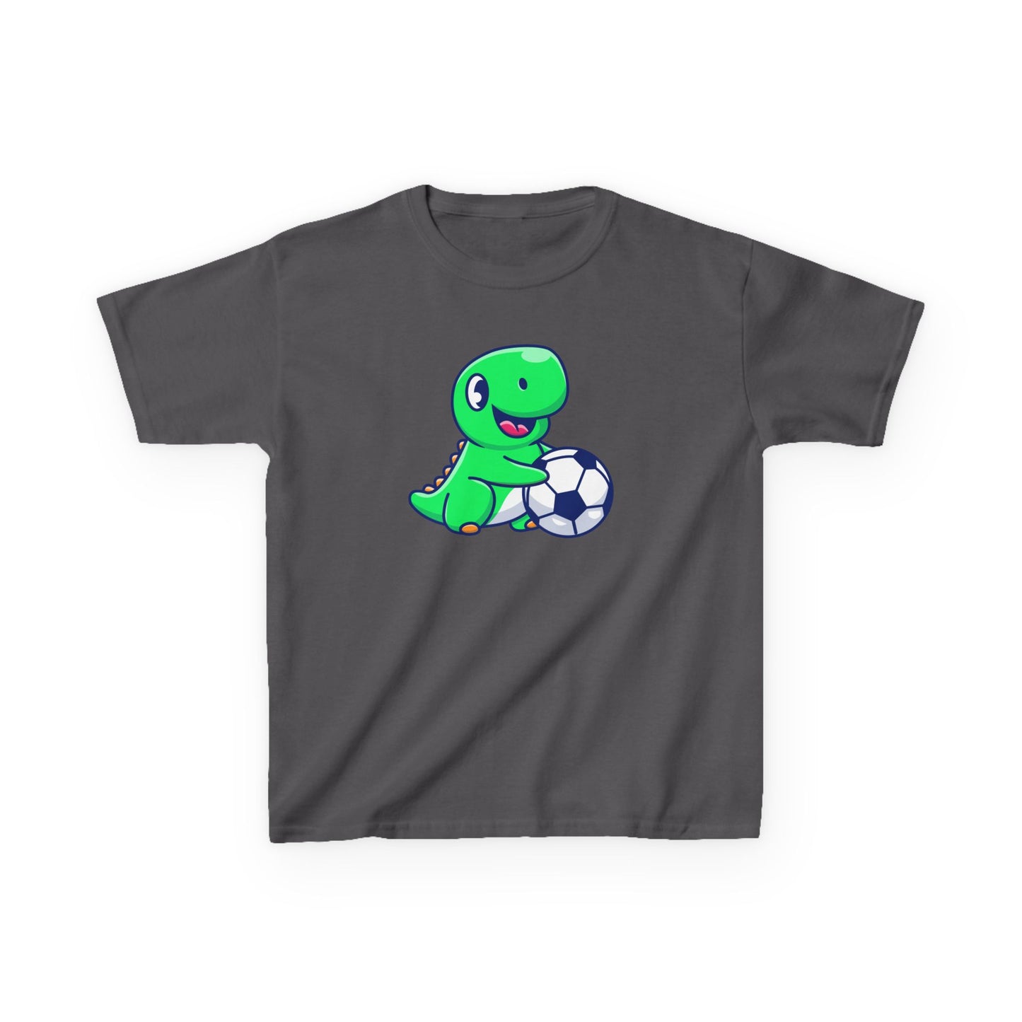 Green Dinosaur Playing Soccer Kids T-Shirt, Cute Dino Soccer Shirt for Boys Girls, Fun Youth Sports Graphic Tee, Football Lover