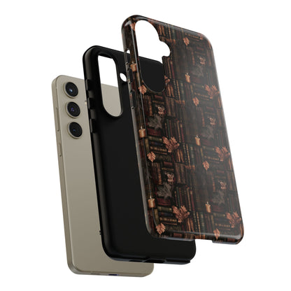 Gothic Phone Case Dark Academia Literary iPhone Samsung Cover with Books & Flowers, Phone case