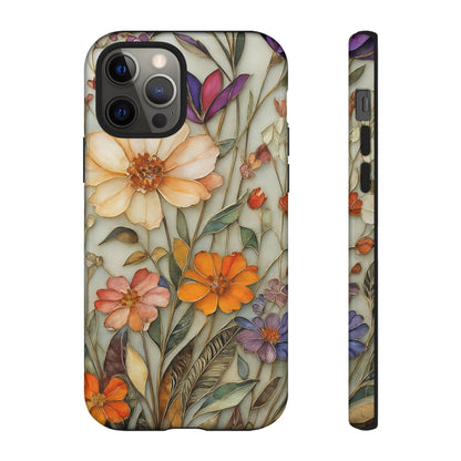 Phone case For iPhone & Samsung, Wildflower Mosaic MagSafe iPhone Case: Botanical Floral Design iPhone