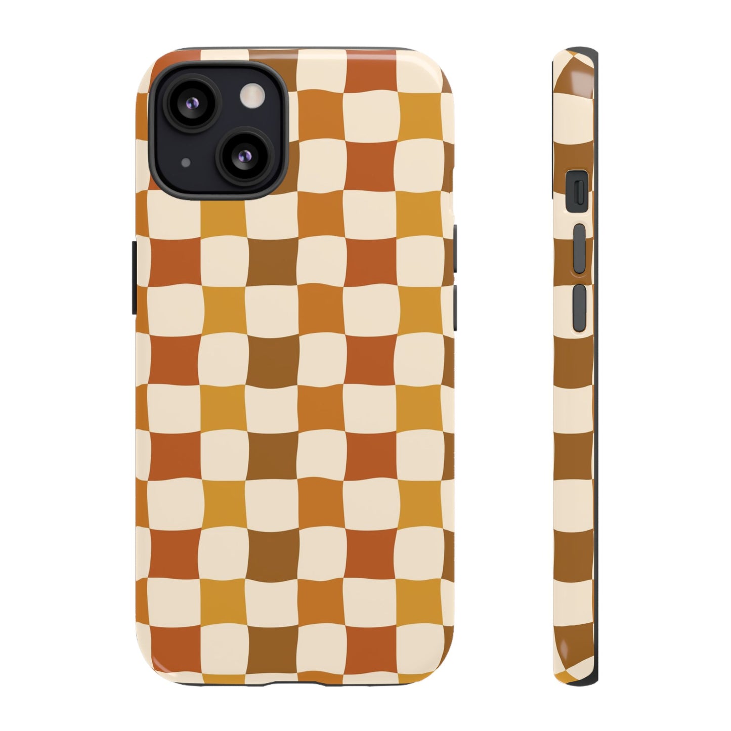 Boho Checked Phone Case, Checkerboard Design, Durable Protection, Phone Cover, Phone case For iPhone and Samsung, Trendy Phone Cover