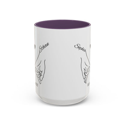 Holding Hands Couple Mug | Personalized Names & Date Coffee Cup | Custom Line Art Love Mug | Valentine Anniversary Gift for Couples