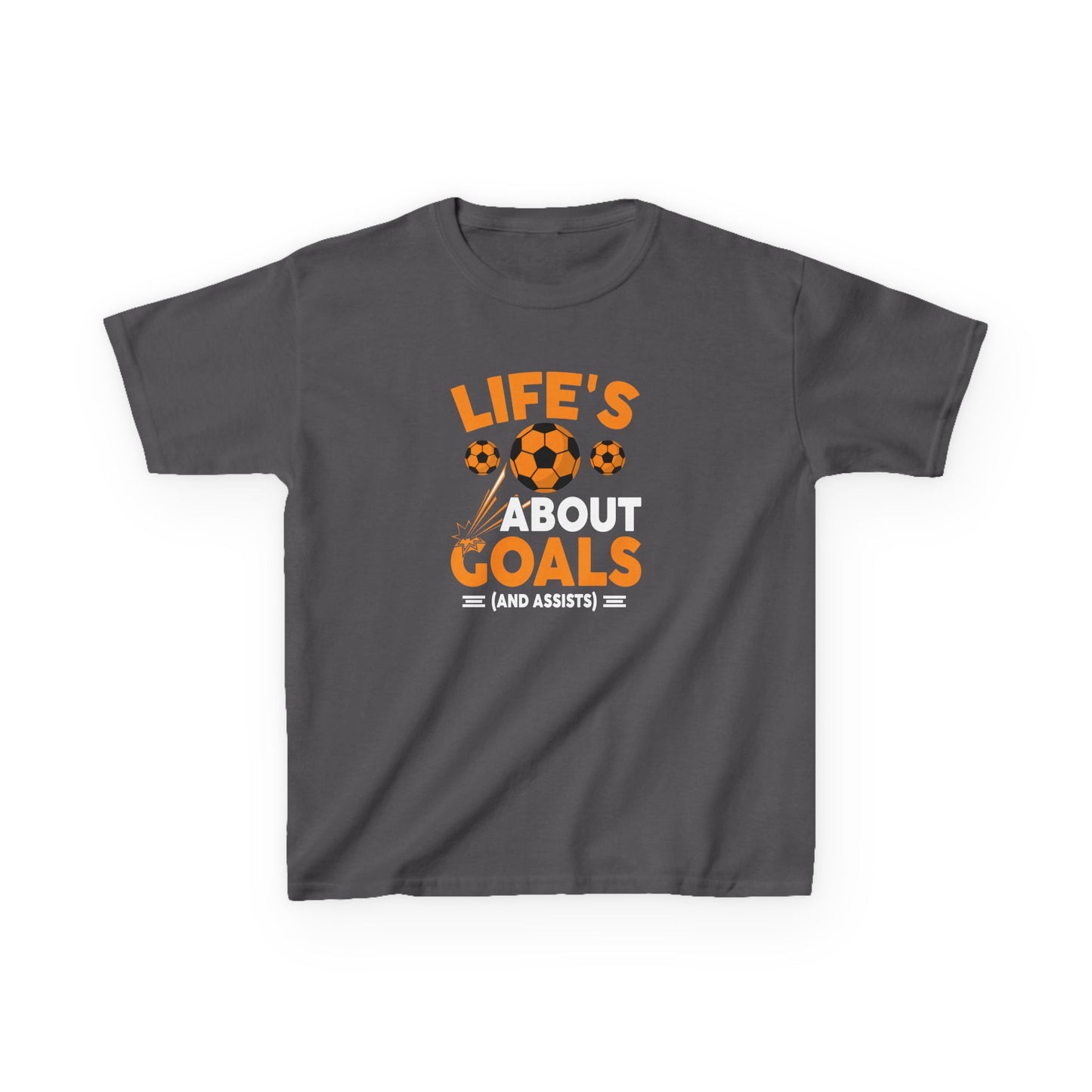 Life's About Goals Kids T-Shirt | Soccer Graphic Tee | Fun Teamwork Shirt for Boys & Girls | Cotton Youth Sports Top, FIFA World Cup 2026