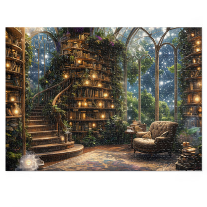 Dream Library, Magical Greenhouse, Jigsaw Puzzles, Star Filled Sky Library Reading Garden Lounge Room, Starry Night View, 500 Or 1000