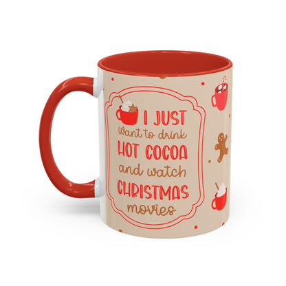 Festive Accent Coffee Mug, Holiday Gift, Hot Chocolate Lover, Christmas Decor, Winter Vibes, Cozy Mugs, Gift for her