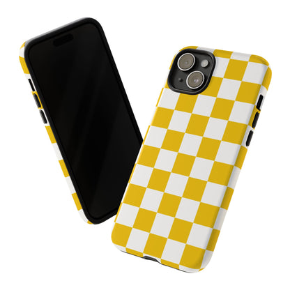 Yellow Checkered Phone Case - iPhone 17 Pro, 17, 16, 15, 14, 13, 12, 11, X, XR, XS MAX, Gift for Friends