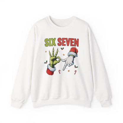 Funny Six Seven Christmas Sweatshirt | Santa Hands Holiday Crewneck | Cozy Pink Christmas Sweater for Men Women | Festive Holiday Gift