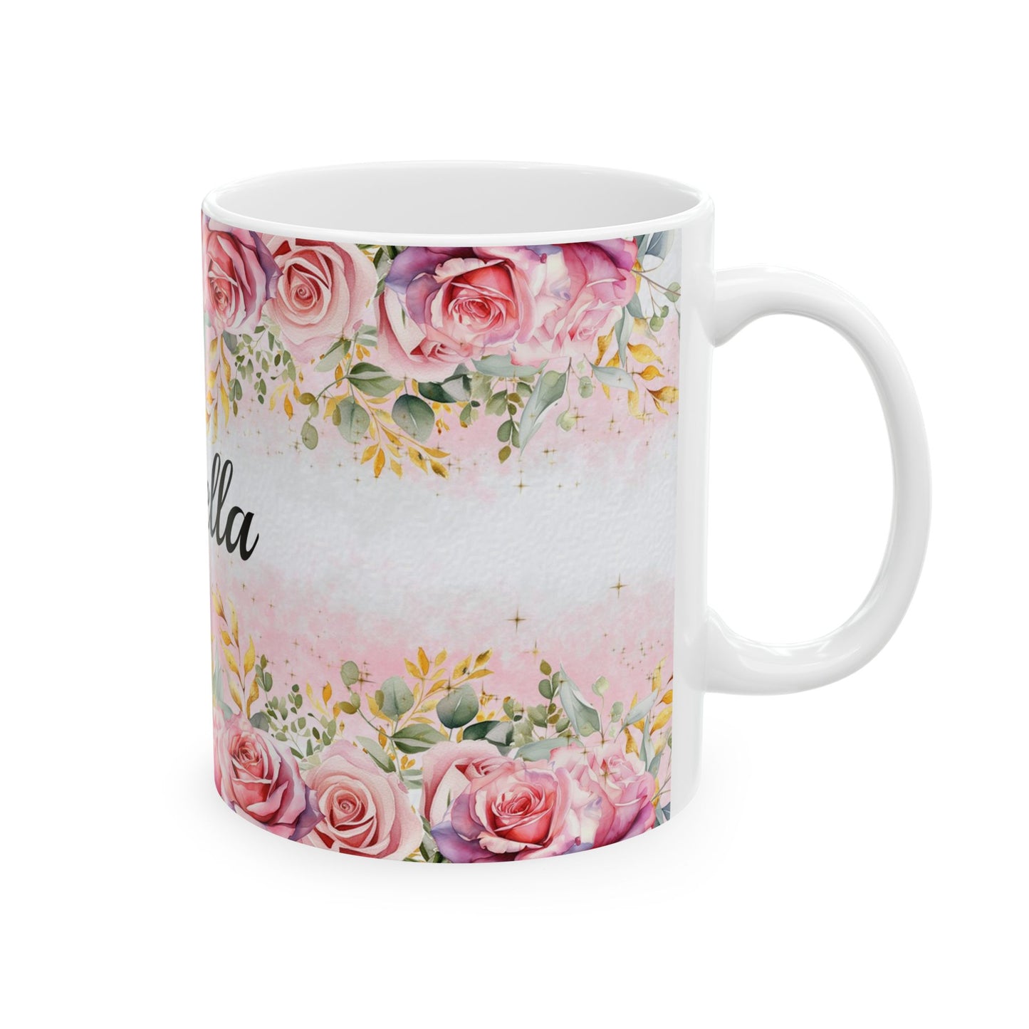 Personalized Floral Ceramic Mug, Custom Coffee Cup, Gift for Her, Birthday Mug, Cute Kitchenware, Bridesmaid Gift, Gift for Her